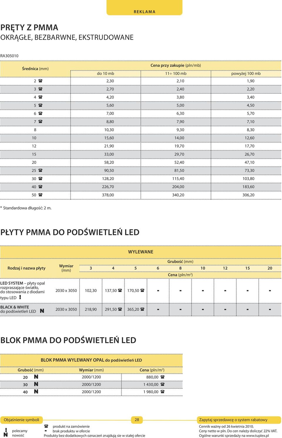 226,70 204,00 183,60 50 378,00 340,20 306,20 Standardowa długość: 2 m.