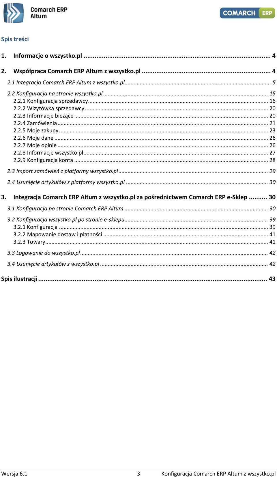 2.9 Konfiguracja konta... 28 2.3 Import zamówień z platformy wszystko.pl... 29 2.4 Usunięcie artykułów z platformy wszystko.pl... 30 3. Integracja Comarch ERP Altum z wszystko.