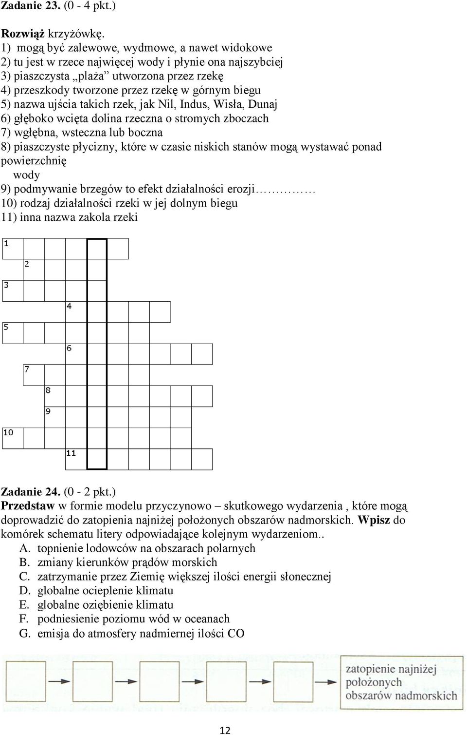 5) nazwa ujścia takich rzek, jak Nil, Indus, Wisła, Dunaj 6) głęboko wcięta dolina rzeczna o stromych zboczach 7) wgłębna, wsteczna lub boczna 8) piaszczyste płycizny, które w czasie niskich stanów