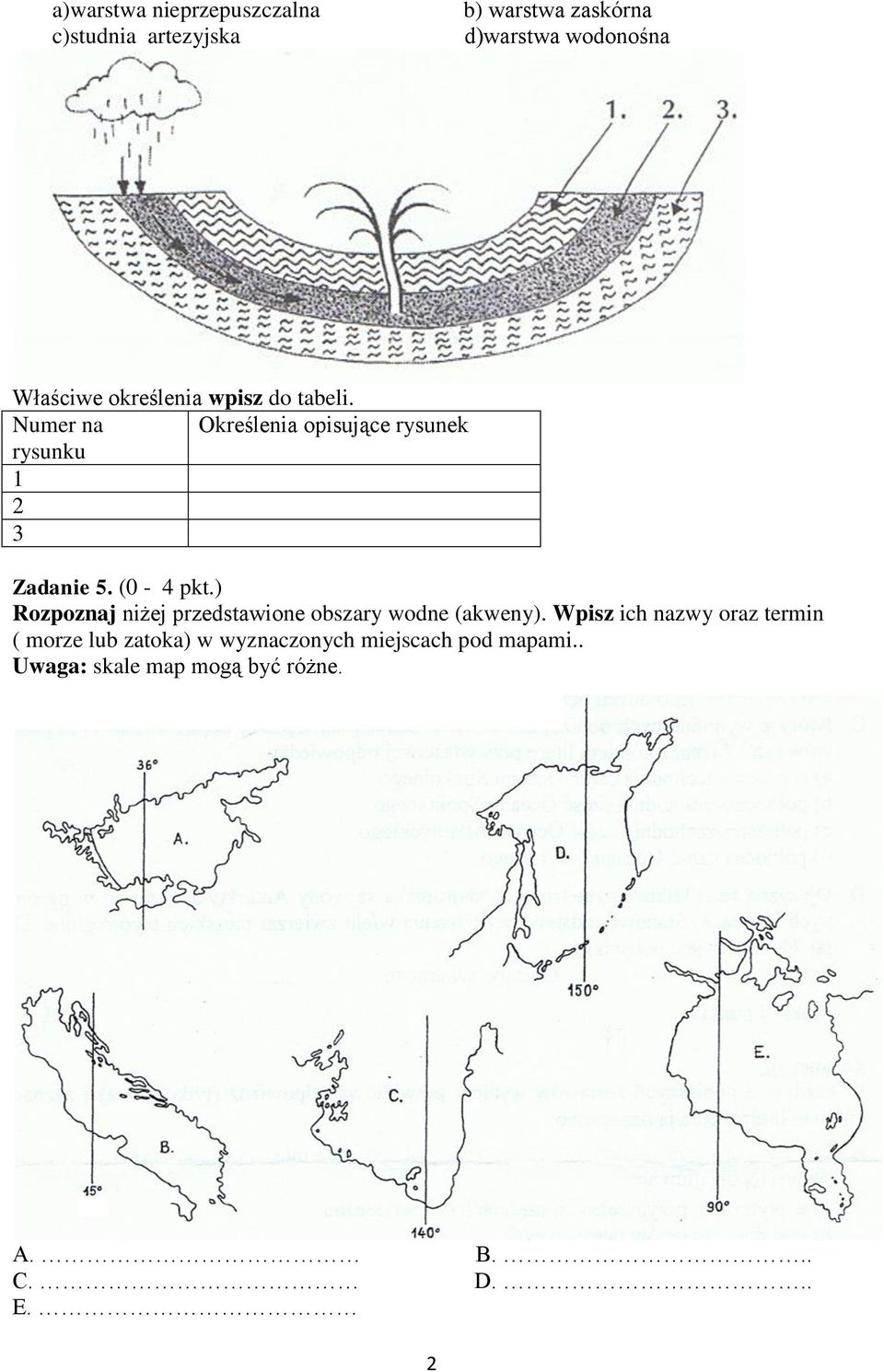 (0-4 pkt.) Rozpoznaj niżej przedstawione obszary wodne (akweny).