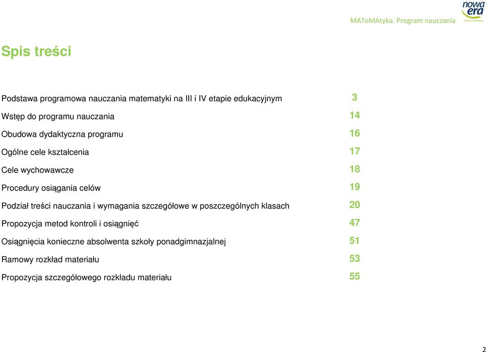 treści nauczania i wymagania szczegółowe w poszczególnych klasach 20 Propozycja metod kontroli i osiągnięć 47