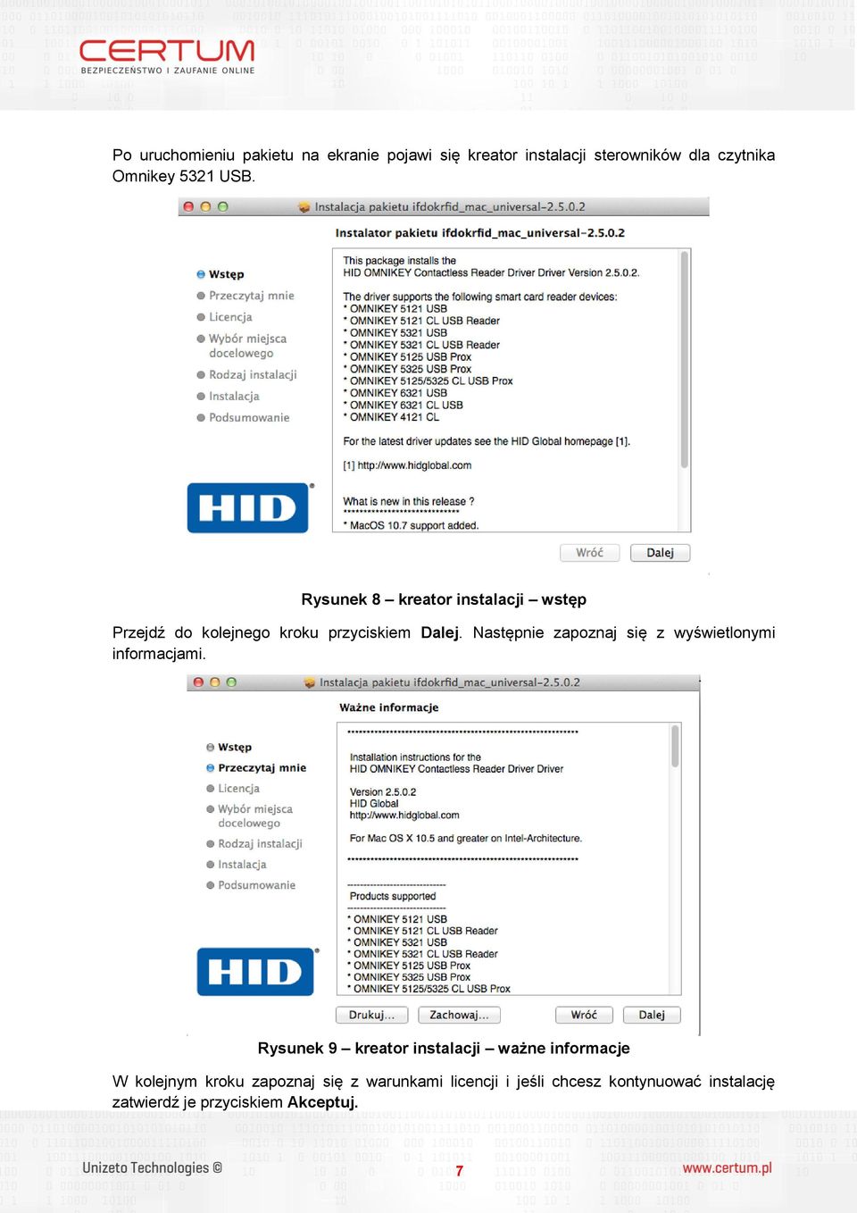 Następnie zapoznaj się z wyświetlonymi informacjami.