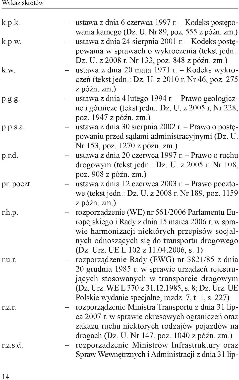 Kodeks wykroczeń (tekst jedn.: Dz. U. z 2010 r. Nr 46, poz. 275 z późn. zm.) ustawa z dnia 4 lutego 1994 r. Prawo geologiczne i górnicze (tekst jedn.: Dz. U. z 2005 r. Nr 228, poz. 1947 z późn. zm.) ustawa z dnia 30 sierpnia 2002 r.