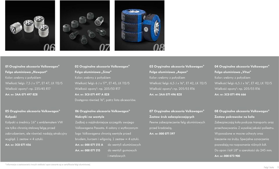 Wielkość felgi: 6 J x 17", ET 45, LK 112/5 Wielkość felgi: 6,5 J x 16", ET 42, LK 112/5 Wielkość felgi: 6,5 J x 16", ET 42, LK 112/5 Wielkość opony1: np. 235/45 R17 Wielkość opony1: np.