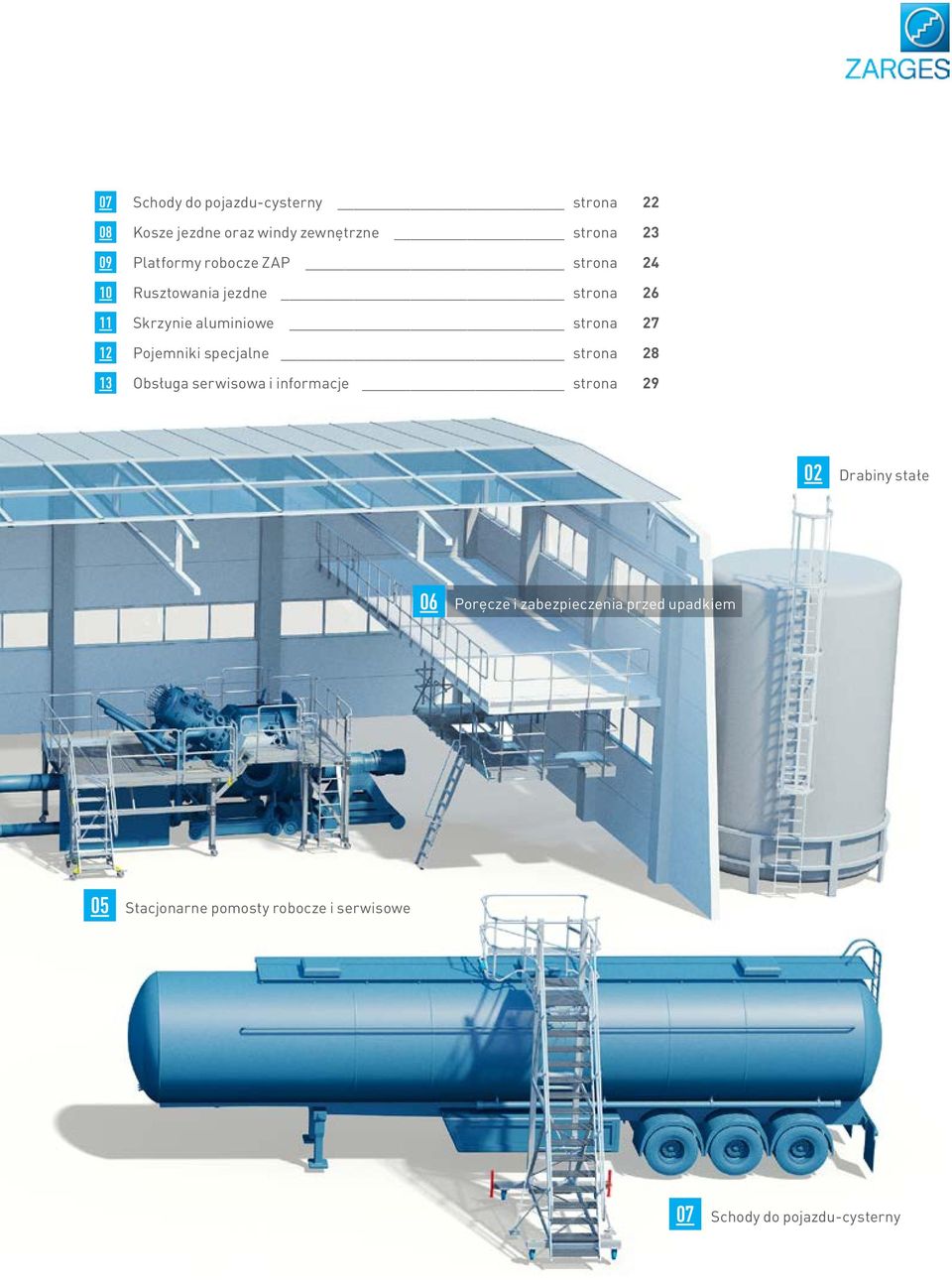 Pojemniki specjalne strona 28 13 Obsługa serwisowa i informacje strona 29 02 Drabiny stałe 06