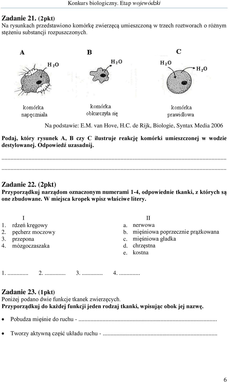 (2pkt) Przyporządkuj narządom oznaczonym numerami 1-4, odpowiednie tkanki, z których są one zbudowane. W miejsca kropek wpisz właściwe litery. 1. 2. 3. 4.