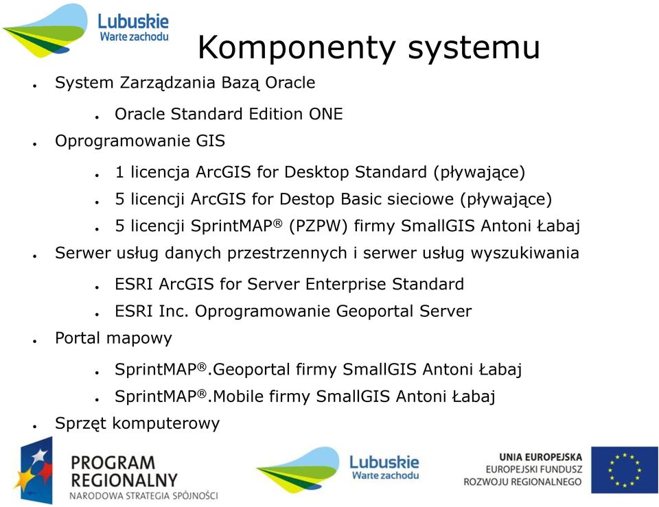 Serwer usług danych przestrzennych i serwer usług wyszukiwania ESRI ArcGIS for Server Enterprise Standard ESRI Inc.