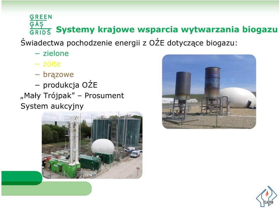 OŹE dotyczące biogazu: zielone żółte