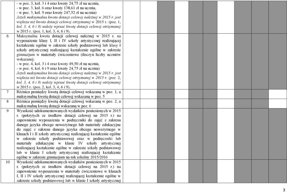 na wyposażenie klasy I, II i IV szkoły artystycznej realizującej kształcenie ogólne w zakresie szkoły podstawowej lub klasy I szkoły artystycznej realizującej kształcenie ogólne w zakresie gimnazjum