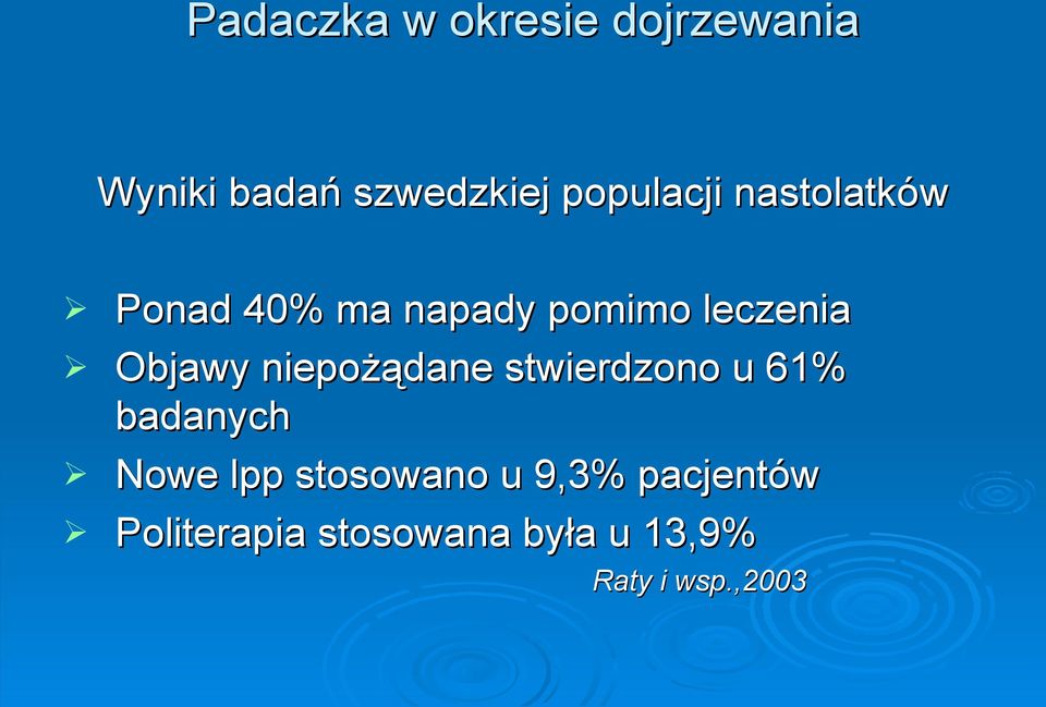 Objawy niepożądane stwierdzono u 61% badanych Nowe lpp