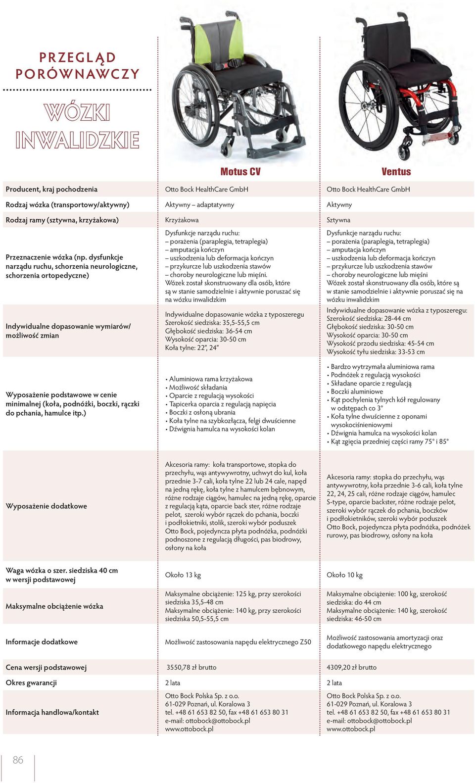 dysfunkcje narządu ruchu, schorzenia neurologiczne, schorzenia ortopedyczne) Indywidualne dopasowanie wymiarów/ możliwość zmian Wyposażenie podstawowe w cenie minimalnej (koła, podnóżki, boczki,