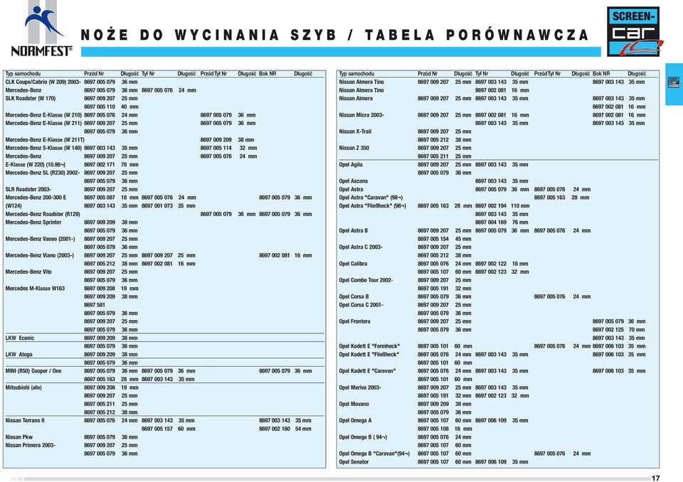 143 35 mm 8697 005 114 32 mm Mercedes-Benz 8697 009 207 25 mm E-Klasse (W 220) (10.