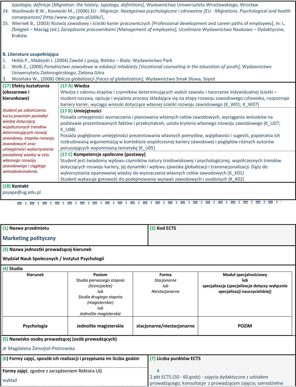 , (2003) Rozwój zawodowy i ścieżki karier pracowniczych [Professional development and career paths of employees], in: L. Zbiegień Maciąg (ed.