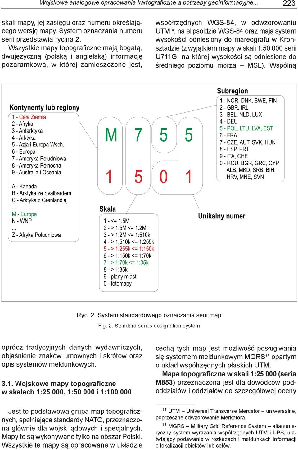 mają system wysokości odniesiony do mareografu w Kronsztadzie (z wyjątkiem mapy w skali 1:50 000 serii U711G, na której wysokości są odniesione do średniego poziomu morza MSL). Wspólną Ryc. 2.