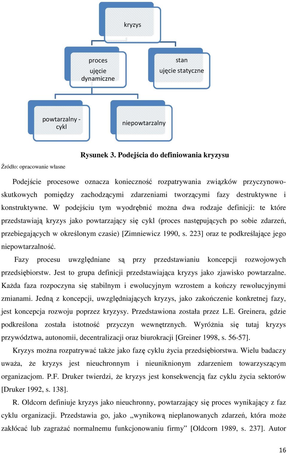 W podejściu tym wyodrębnić można dwa rodzaje definicji: te które przedstawiają kryzys jako powtarzający się cykl (proces następujących ę po sobie zdarzeń, przebiegających w określonym czasie)