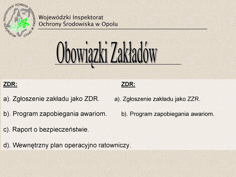 Zgłoszenie zakładu jako ZZR. b).