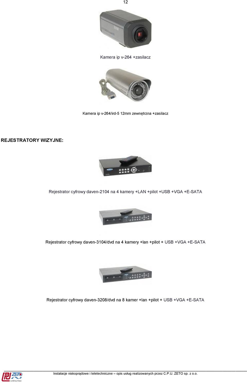 +VGA +E-SATA Rejestrator cyfrowy daven-3104/dvd na 4 kamery +lan +pilot + USB