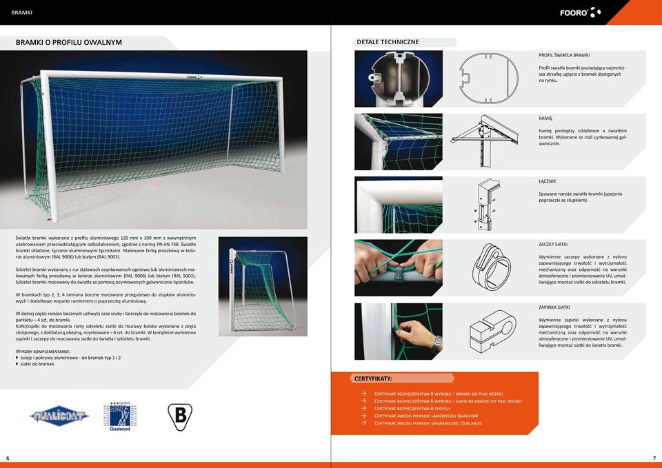 Światło bramki wykonane z profilu aluminiowego 120 mm x 100 mm z wewnętrznym użebrowaniem przeciwdziałającym odkształceniom, zgodnie z normą PN-EN 748.