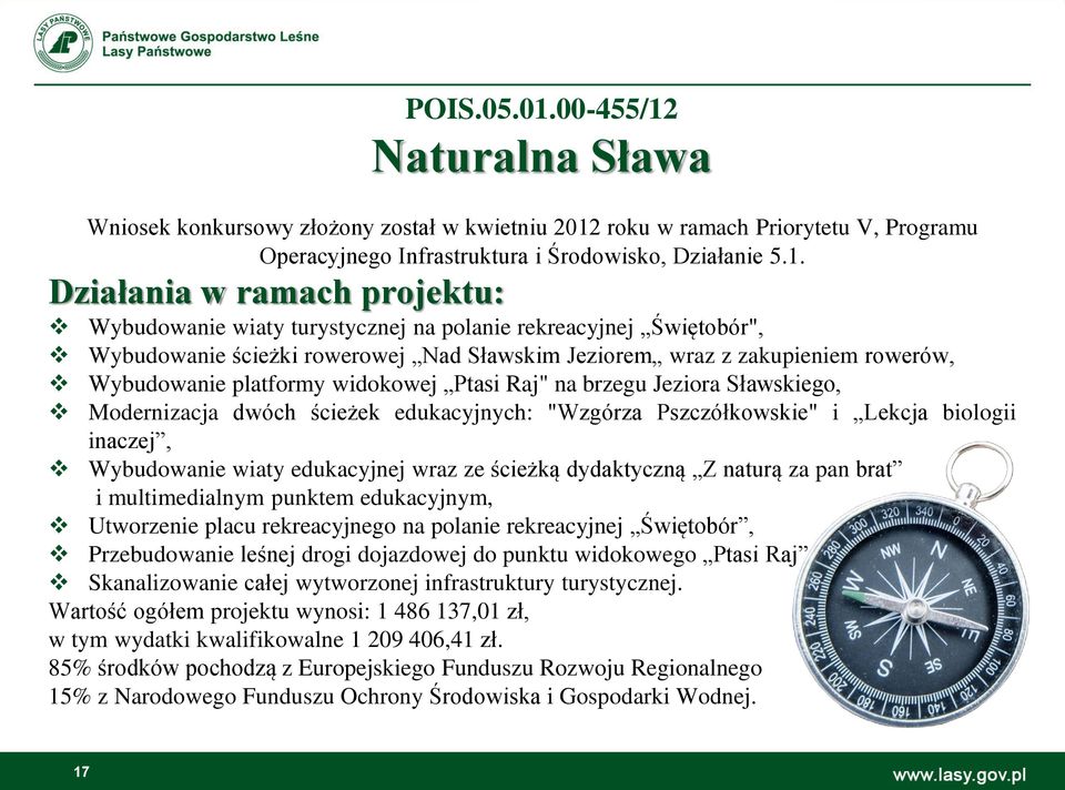 Naturalna Sława Wniosek konkursowy złożony został w kwietniu 2012