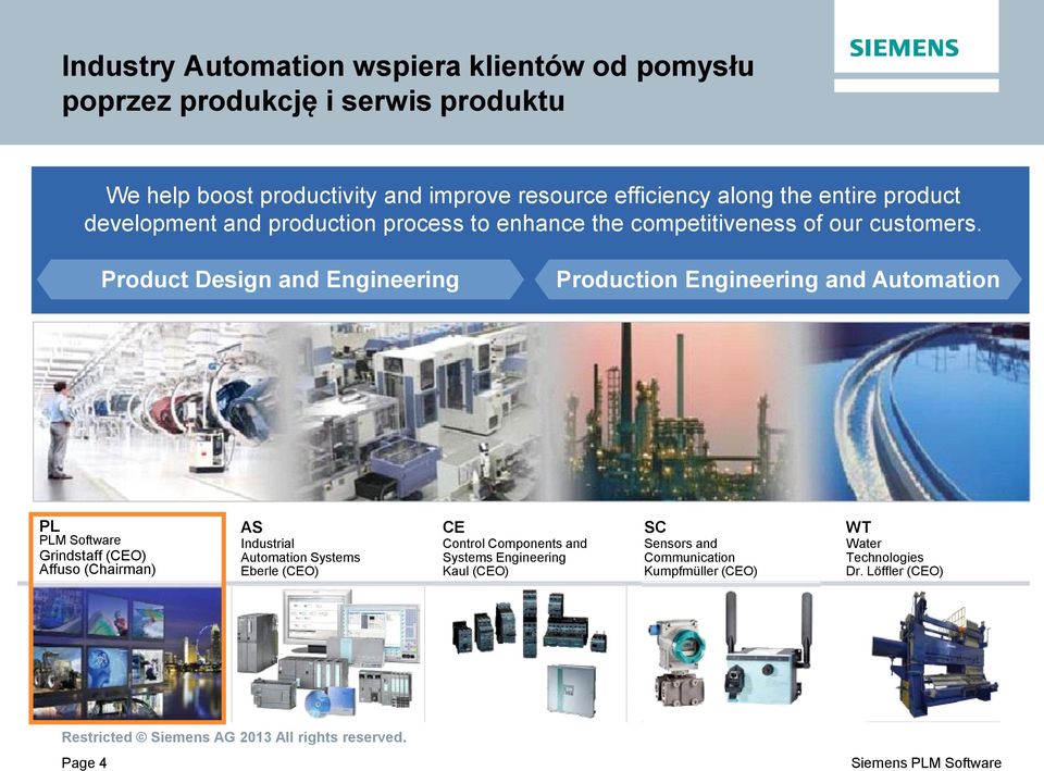 Product Design and Engineering Production Engineering and Automation PL PLM Software Grindstaff (CEO) Affuso (Chairman) AS Industrial