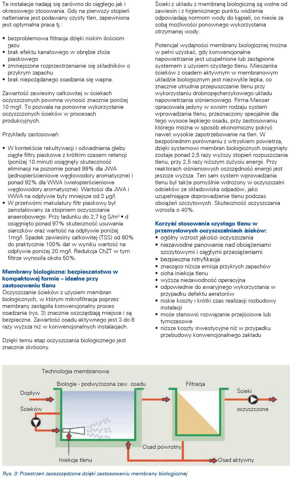 wody. bezproblemowa filtracja dzięki niskim ilościom gazu brak efektu kanałowego w obrębie złoża piaskowego zmniejszone rozprzestrzenianie się składników o przykrym zapachu brak niepożądanego