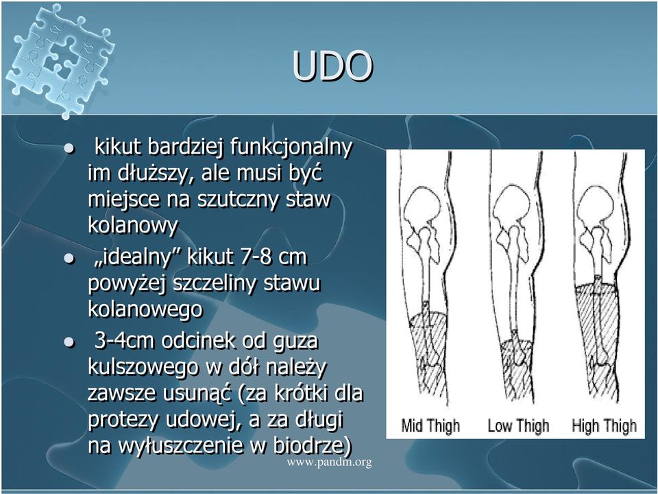 kolanowego 3-4cm odcinek od guza kulszowego w dół należy zawsze