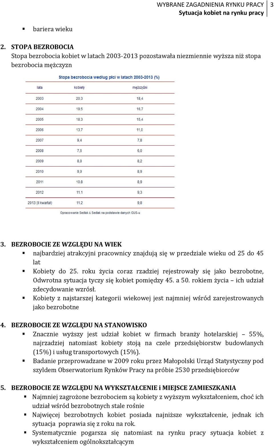 roku życia coraz rzadziej rejestrowały się jako bezrobotne, Odwrotna sytuacja tyczy się kobiet pomiędzy 45. a 50. rokiem życia ich udział zdecydowanie wzrósł.