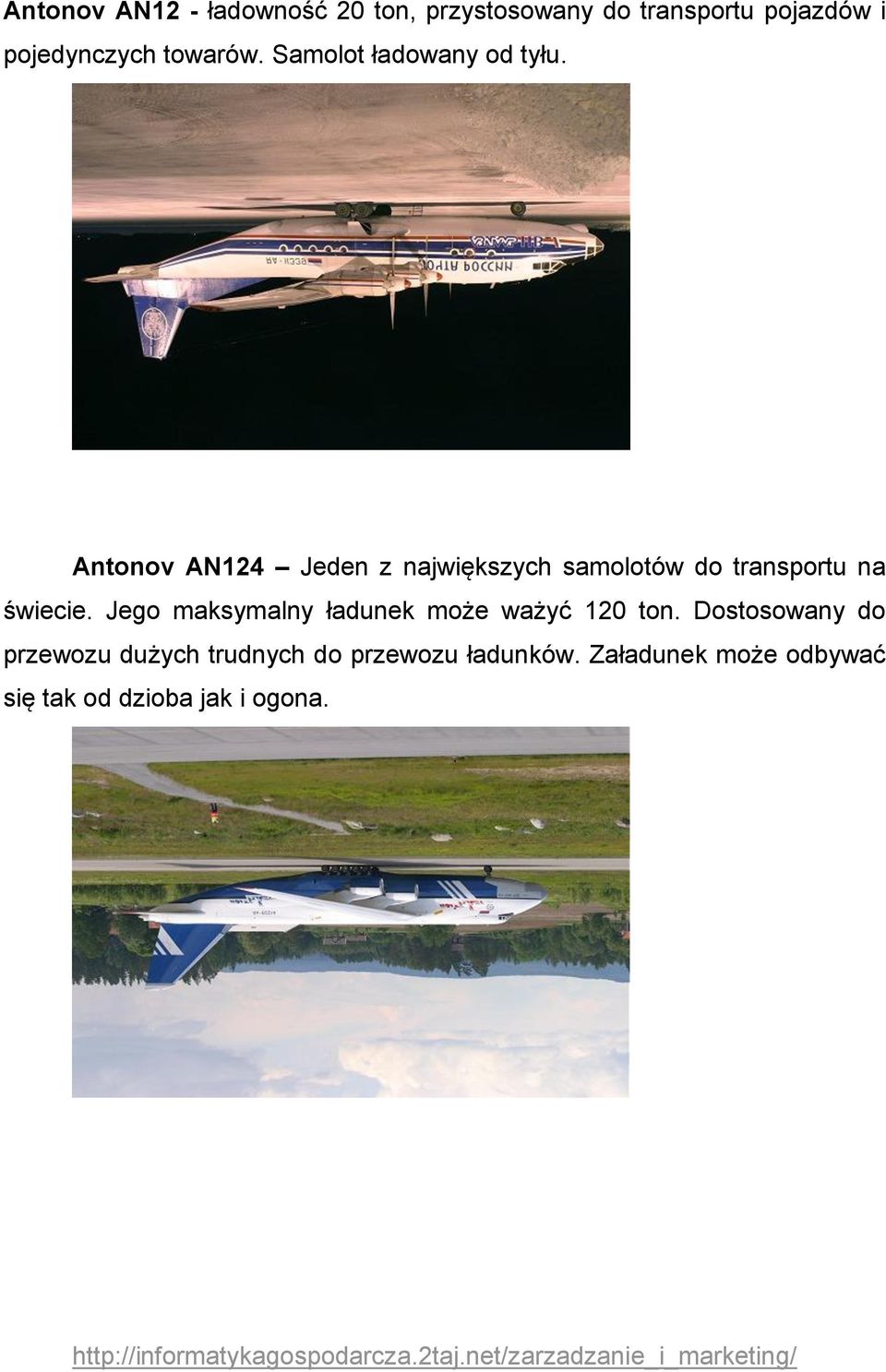 Antonov AN124 Jeden z największych samolotów do transportu na świecie.