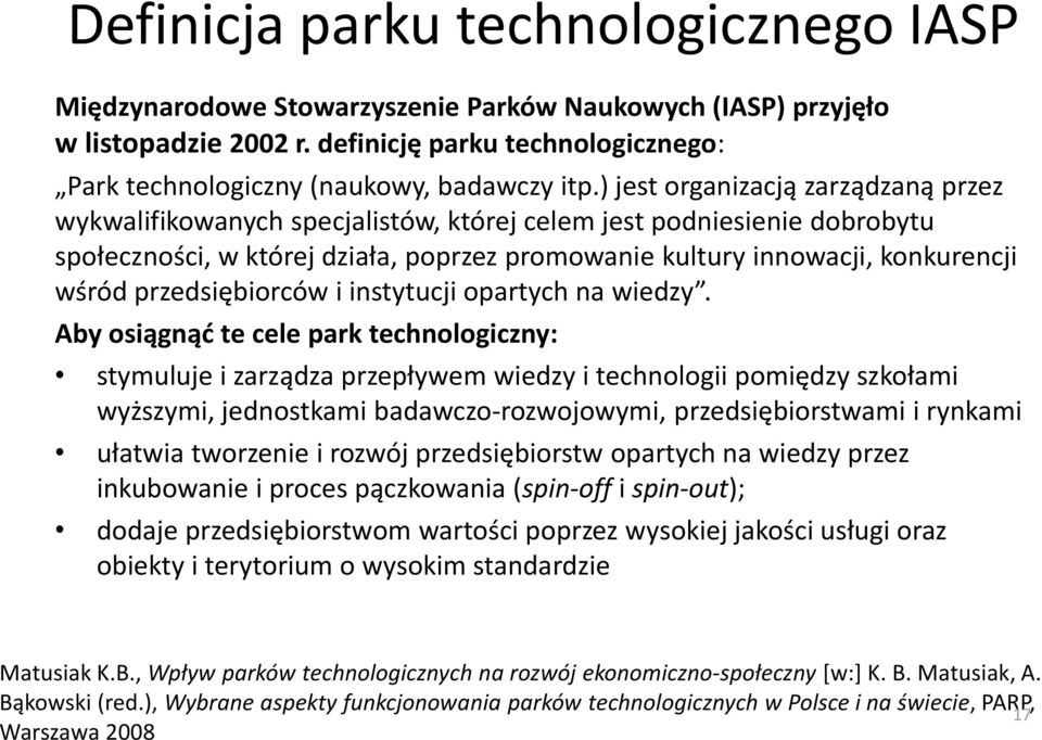 przedsiębiorców i instytucji opartych na wiedzy.