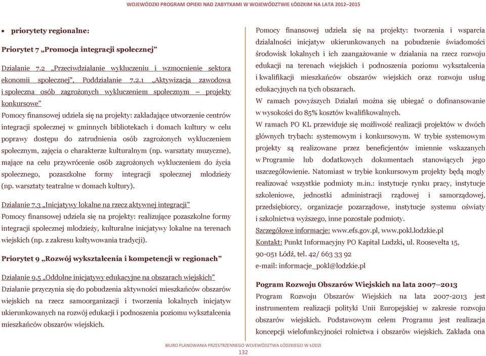 1 Aktywizacja zawodowa i społeczna osób zagrożonych wykluczeniem społecznym projekty konkursowe Pomocy finansowej udziela się na projekty: zakładające utworzenie centrów integracji społecznej w