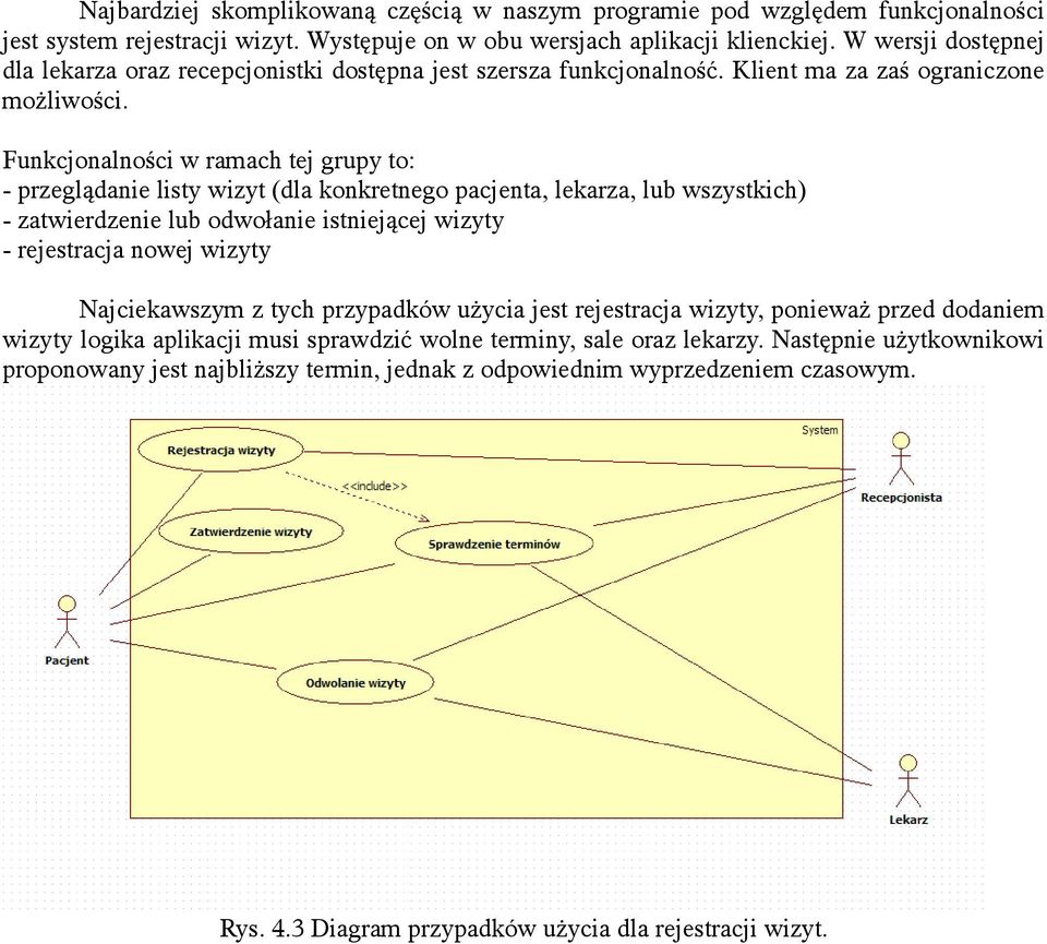 Funkcjonalności w ramach tej grupy to: - przeglądanie listy wizyt (dla konkretnego pacjenta, lekarza, lub wszystkich) - zatwierdzenie lub odwołanie istniejącej wizyty - rejestracja nowej wizyty