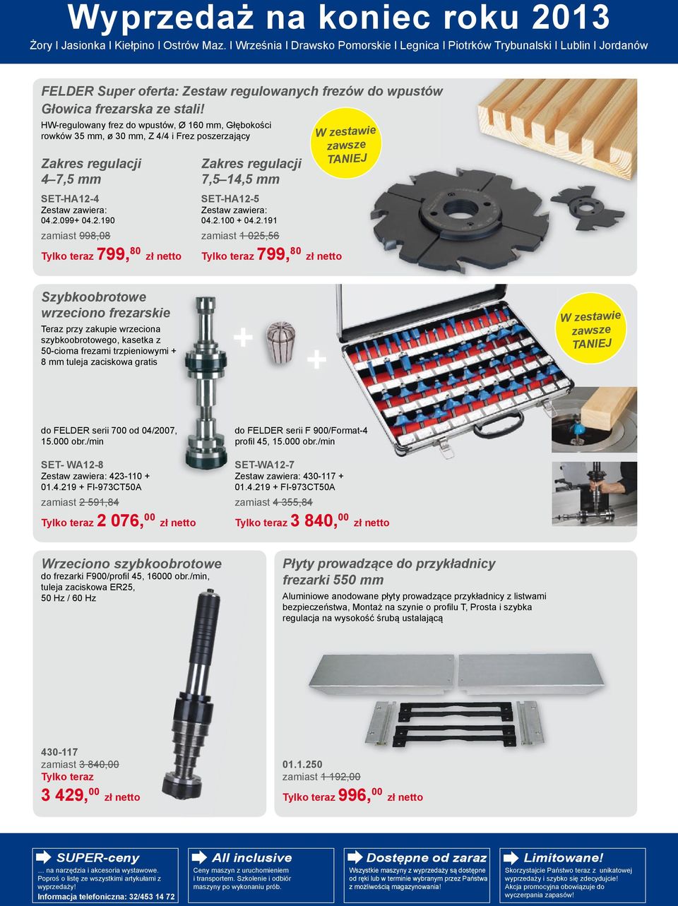 HW-regulowany frez do wpustów, Ø 160 mm, Głębokości rowków 35 mm, ø 30 mm, Z 4/4 i Frez poszerzający W zestawie Zakres regulacji 4 7,5 mm set-ha12-