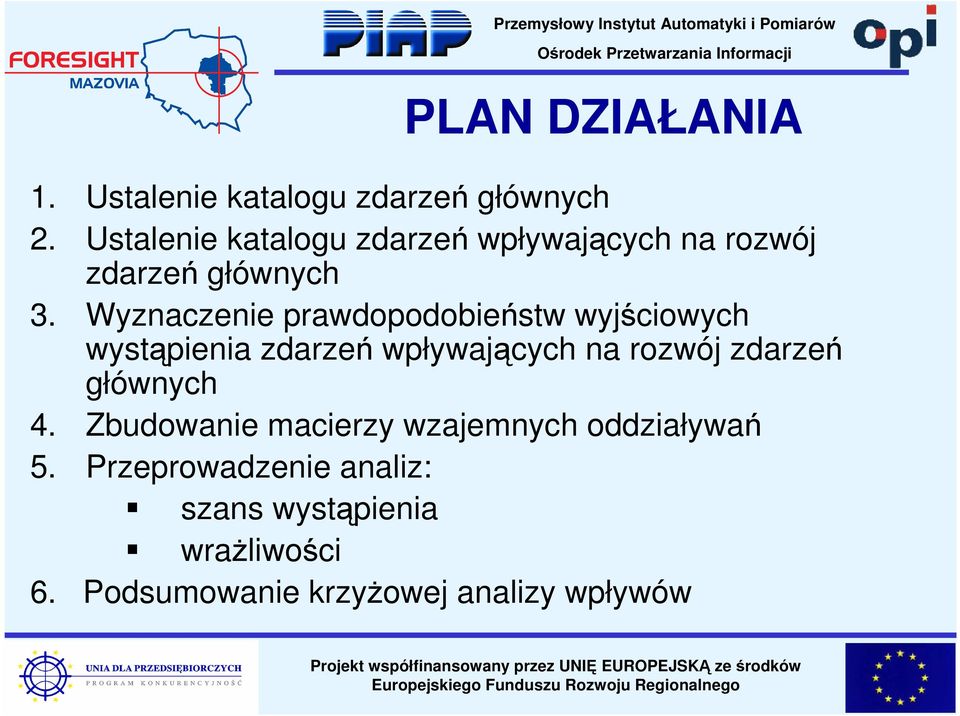 Wyznaczenie prawdopodobieństw wyjściowych wystąpienia zdarzeń wpływających na rozwój zdarzeń