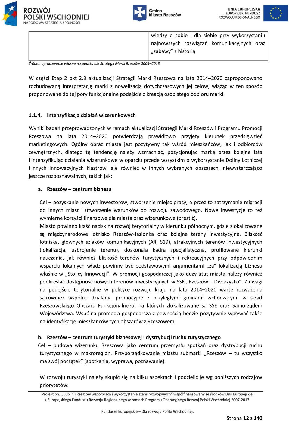 3 aktualizacji Strategii Marki Rzeszowa na lata 2014 2020 zaproponowano rozbudowaną interpretację marki z nowelizacją dotychczasowych jej celów, wiążąc w ten sposób proponowane do tej pory