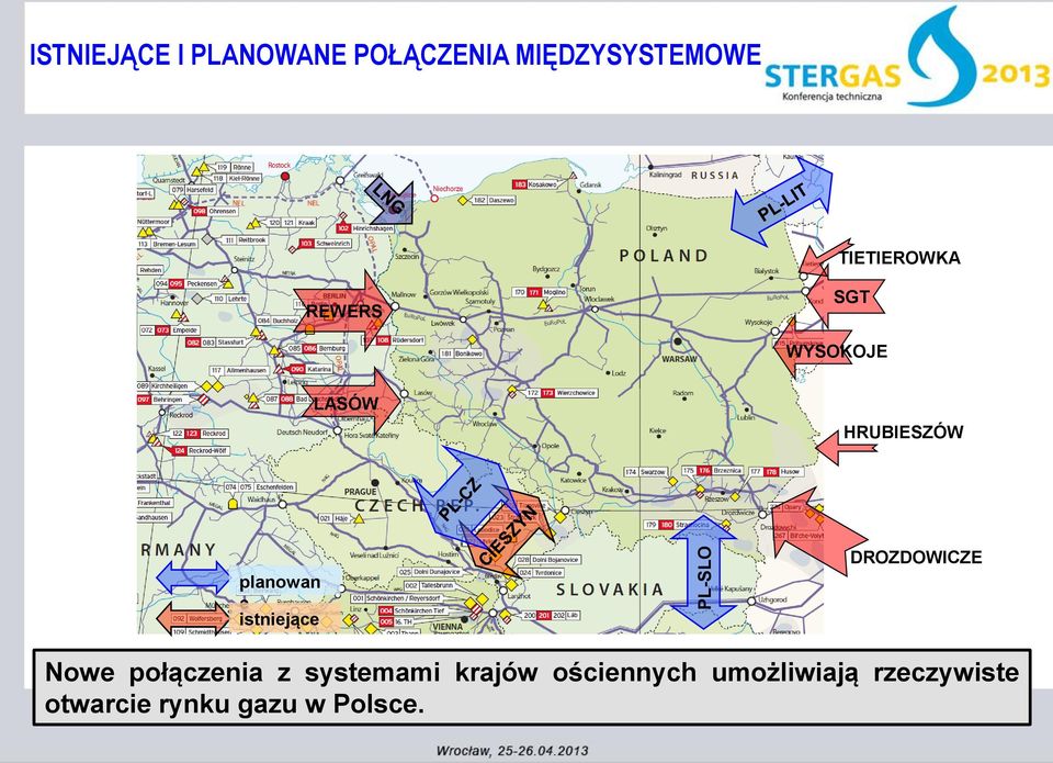 istniejące DROZDOWICZE Nowe połączenia z systemami krajów