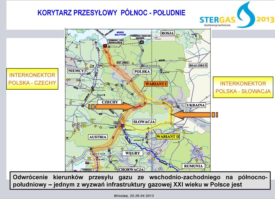 przesyłu gazu ze wschodnio-zachodniego na północnopołudniowy