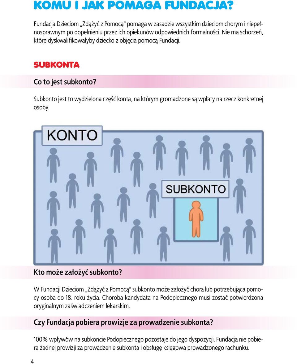 Subkonto jest to wydzielona część konta, na którym gromadzone są wpłaty na rzecz konkretnej osoby. 4 Kto może założyć subkonto?