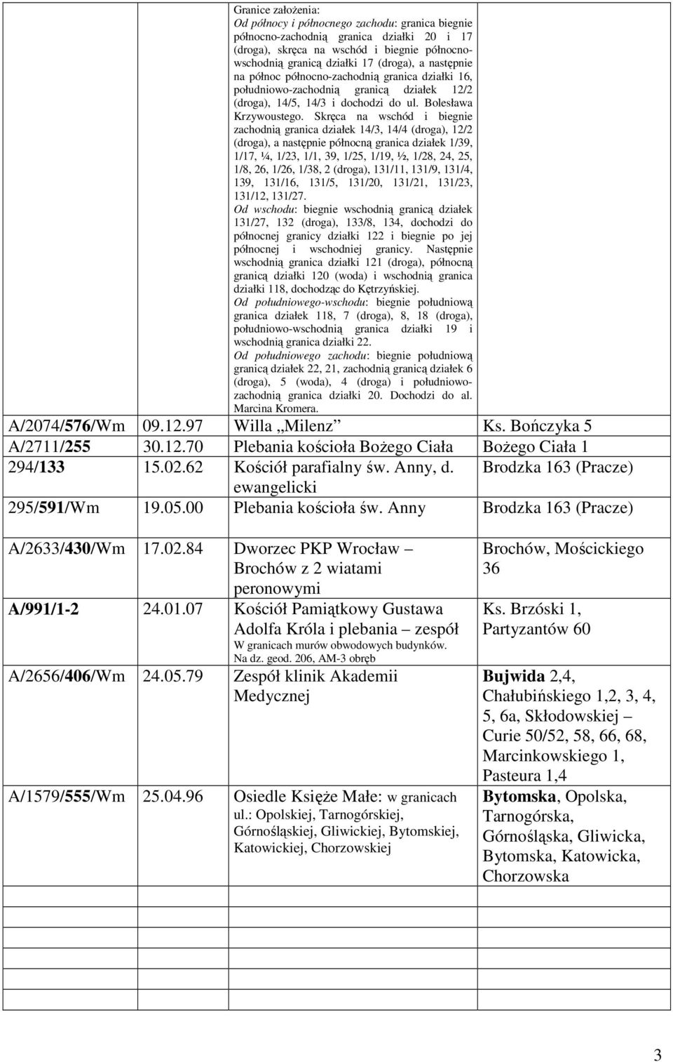 Skręca na wschód i biegnie zachodnią granica działek 14/3, 14/4 (droga), 12/2 (droga), a następnie północną granica działek 1/39, 1/17, ¼, 1/23, 1/1, 39, 1/25, 1/19, ½, 1/28, 24, 25, 1/8, 26, 1/26,