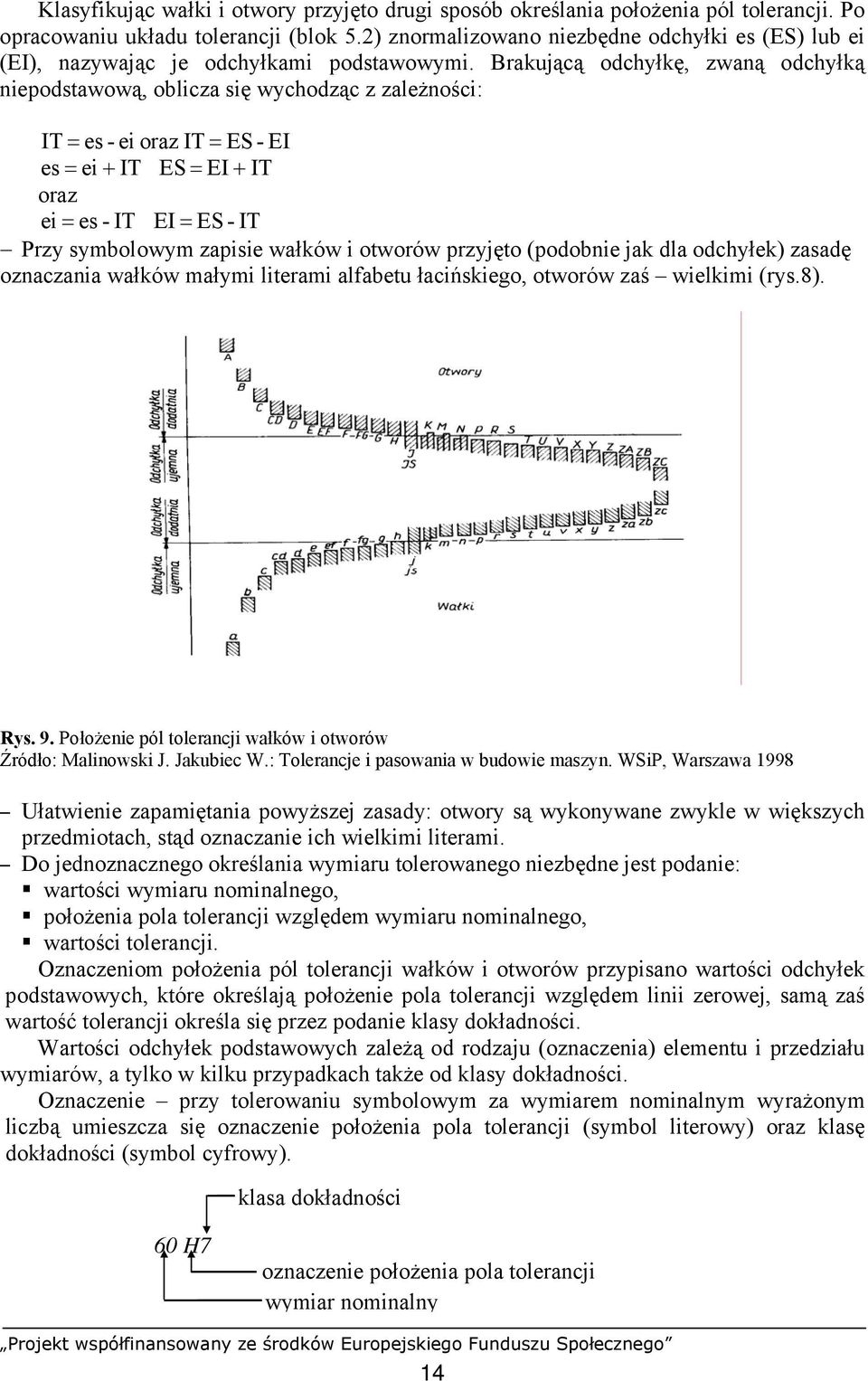 Brakującą odchyłkę, zwaną odchyłką niepodstawową, oblicza się wychodząc z zależności: IT = es - ei oraz IT = ES - EI es = ei + IT ES = EI + IT oraz ei = es - IT EI = ES - IT Przy symbolowym zapisie