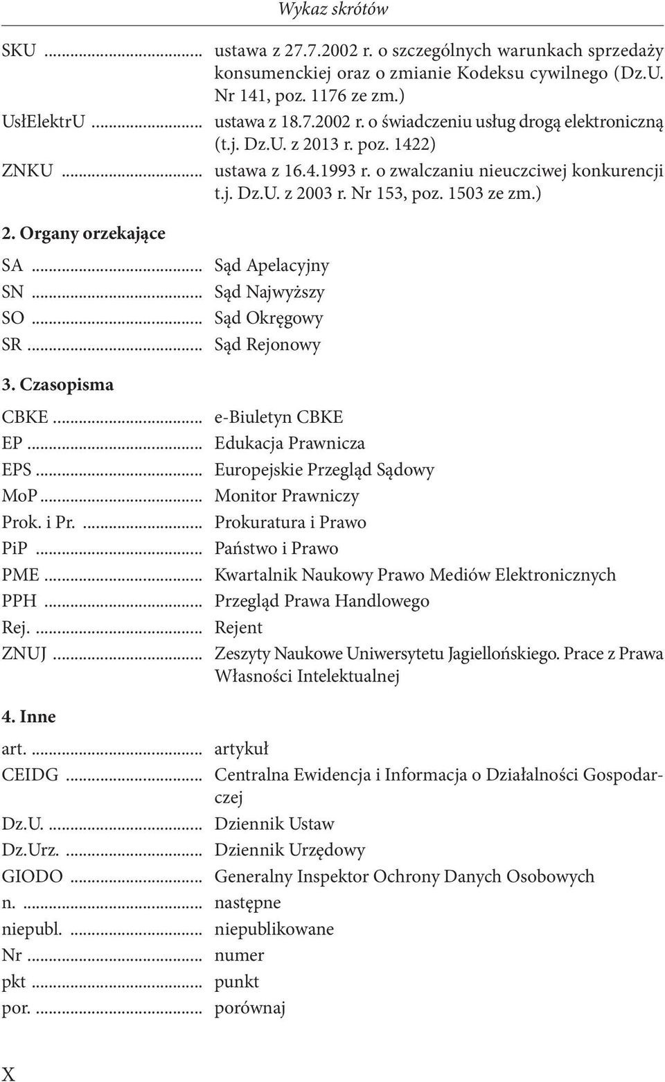 .. Sąd Najwyższy SO... Sąd Okręgowy SR... Sąd Rejonowy 3. Czasopisma CBKE... e-biuletyn CBKE EP... Edukacja Prawnicza EPS... Europejskie Przegląd Sądowy MoP... Monitor Prawniczy Prok. i Pr.