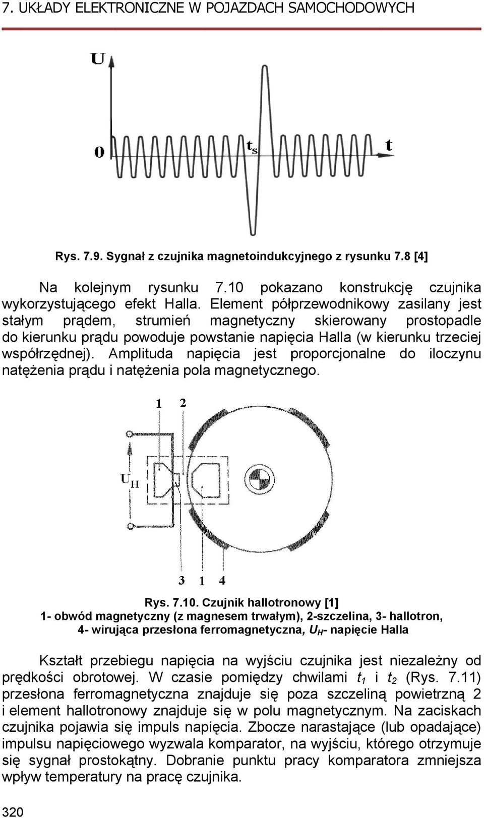 Amplituda napięcia jest proporcjonalne do iloczynu natężenia prądu i natężenia pola magnetycznego. Rys. 7.10.