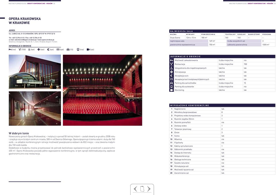 1, 5 km / Kraków Airport 17,5 km (nie) (700) (15) (nie) największa sala nazwa wymiary powierzchnia teatralny szkolny bankietowy podkowa Duża Scena 12m x 15 m 180 m² 760 760 najmniejsza sala 169 m²