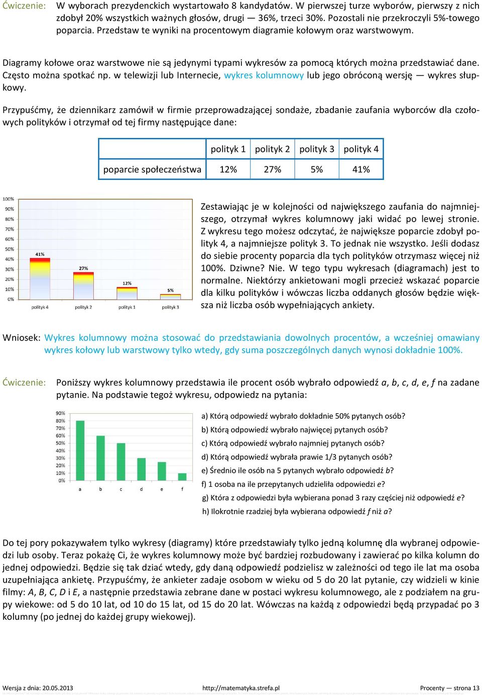 Diagramy kołowe oraz warstwowe nie są jedynymi typami wykresów za pomocą których można przedstawiać dane. Często można spotkać np.