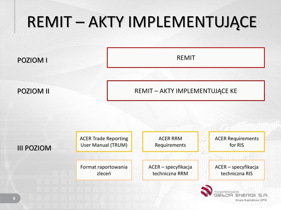 ACER RRM Requirements ACER Requirements for RIS Format raportowania