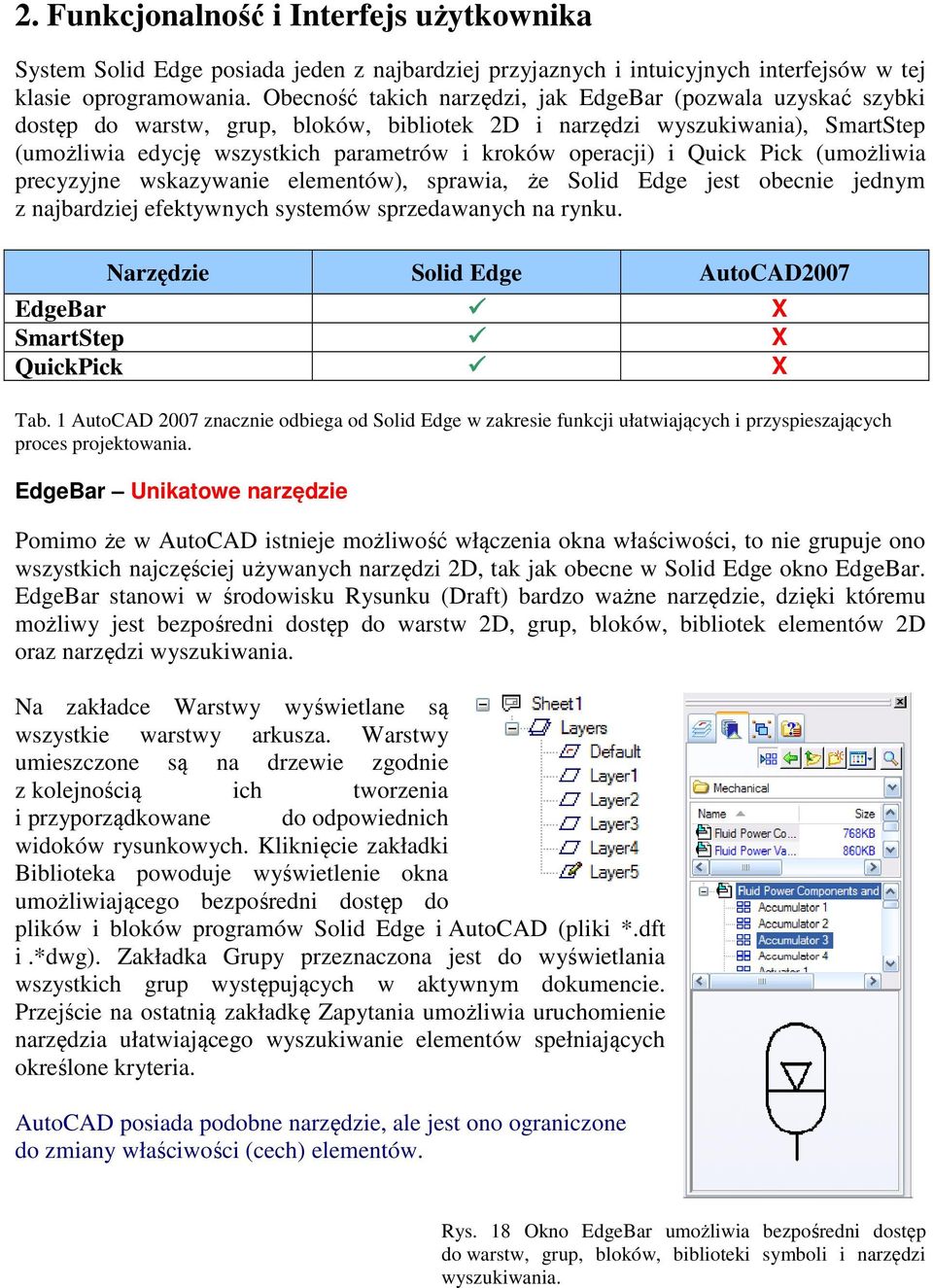 operacji) i Quick Pick (umożliwia precyzyjne wskazywanie elementów), sprawia, że Solid Edge jest obecnie jednym z najbardziej efektywnych systemów sprzedawanych na rynku.