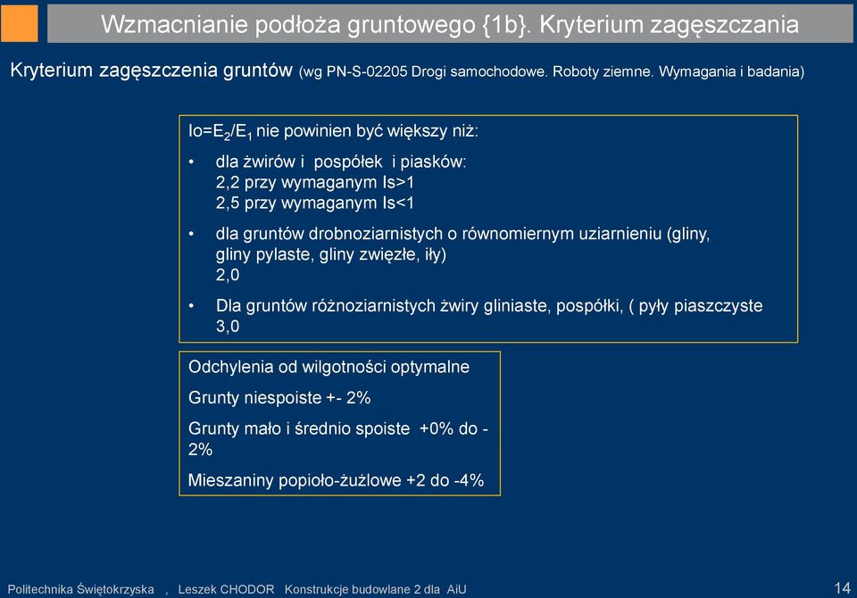 drobnoziarnistych o równomiernym uziarnieniu (gliny, gliny pylaste, gliny zwięzłe, iły) 2,0 Dla gruntów różnoziarnistych żwiry gliniaste, pospółki, ( pyły piaszczyste 3,0