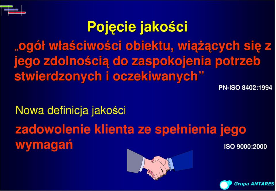 oczekiwanych Nowa definicja jakości Pojęcie jakości