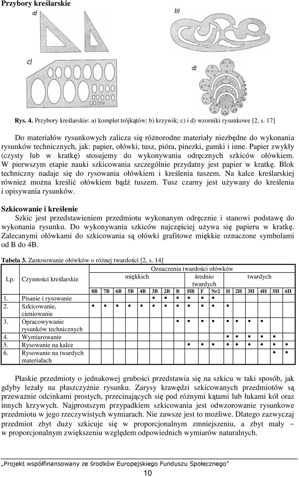 Papier zwykły (czysty lub w kratkę) stosujemy do wykonywania odręcznych szkiców ołówkiem. W pierwszym etapie nauki szkicowania szczególnie przydatny jest papier w kratkę.