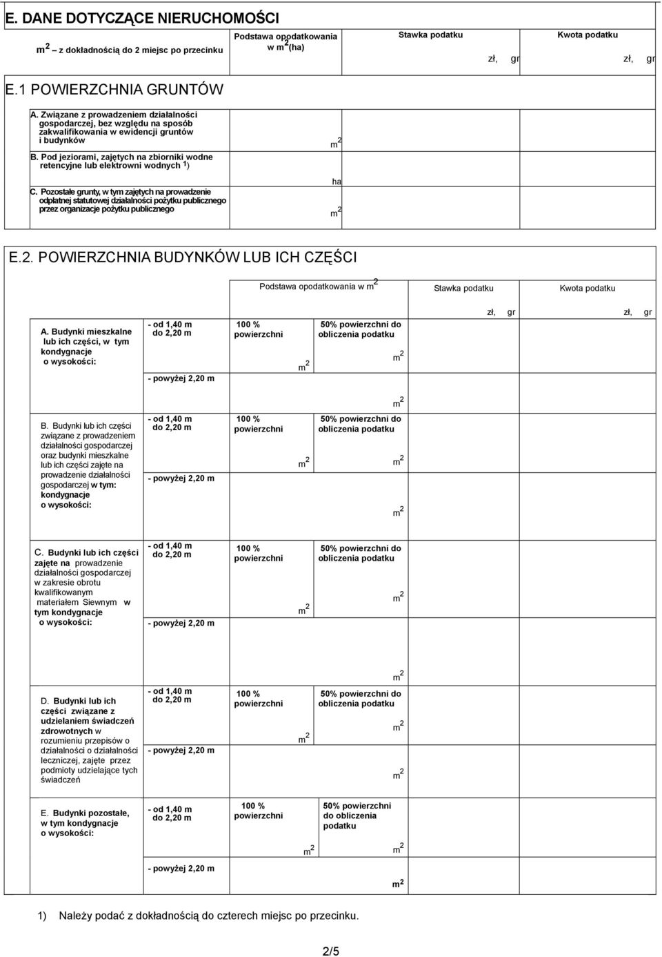 Pod jeziorami, zajętych na zbiorniki wodne retencyjne lub elektrowni wodnych 1 ) C.