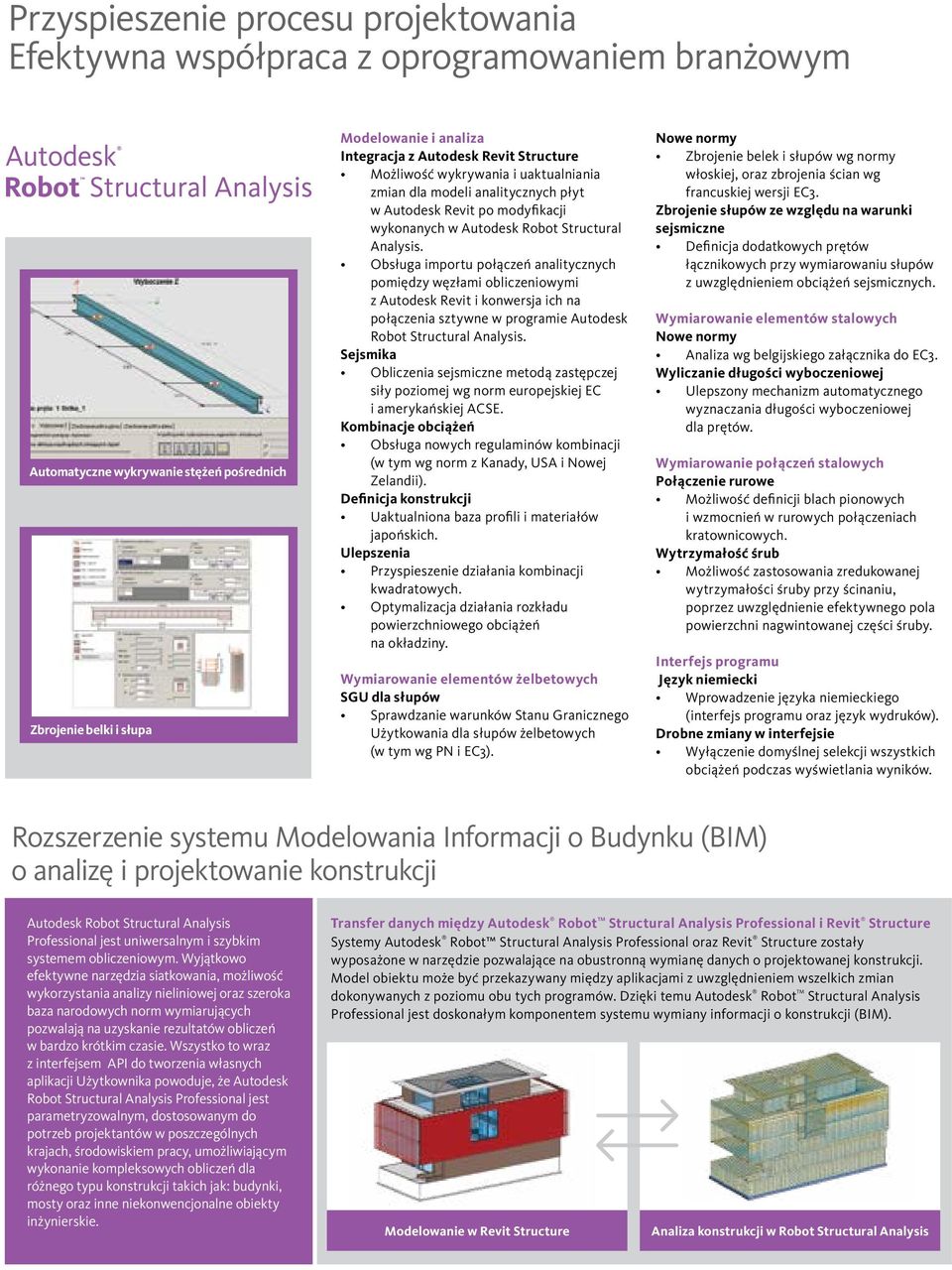 Obsługa importu połączeń analitycznych pomiędzy węzłami obliczeniowymi z Autodesk Revit i konwersja ich na połączenia sztywne w programie Autodesk Robot Structural Analysis.